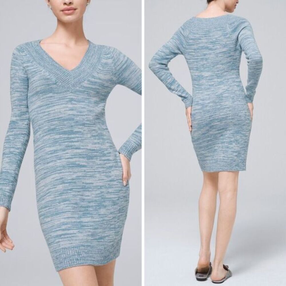 NEW White House Black Market‎ Super-Cozy blue Sweater Dress, L